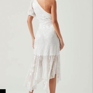 SANTORINI ONE SHOULDER FLORAL MIDI DRESS